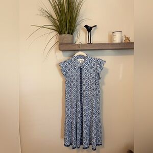 Lucky brand  Blue Printed Button-Front Dress nwt